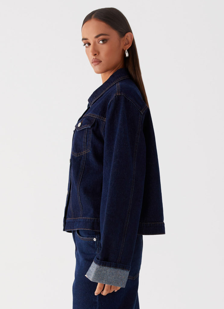 Light blue oversized denim jacket hot sale