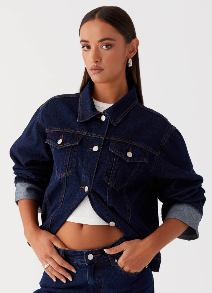 Back Again Oversized Denim Jacket Blue