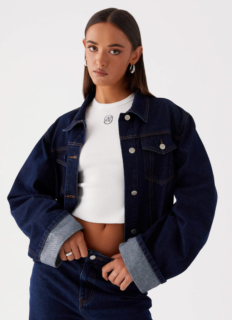 Back Again Oversized Denim Jacket Blue