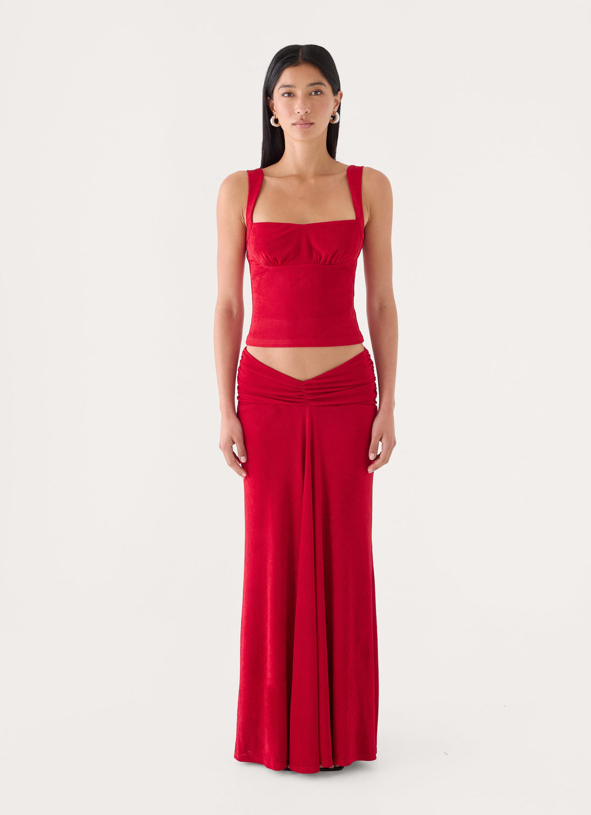 Basmaya Maxi Skirt - Chilli Red