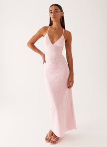 Beki Beaded Mesh Maxi Dress - Pink