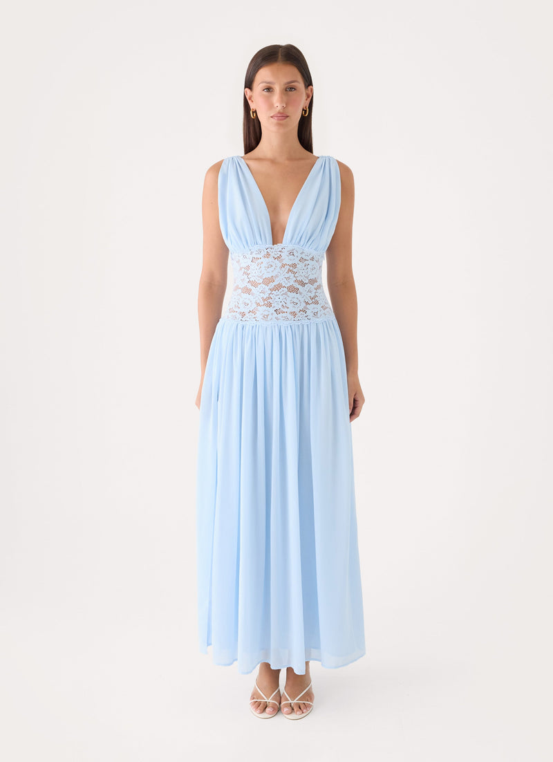 Berdine Lace Maxi Dress - Blue