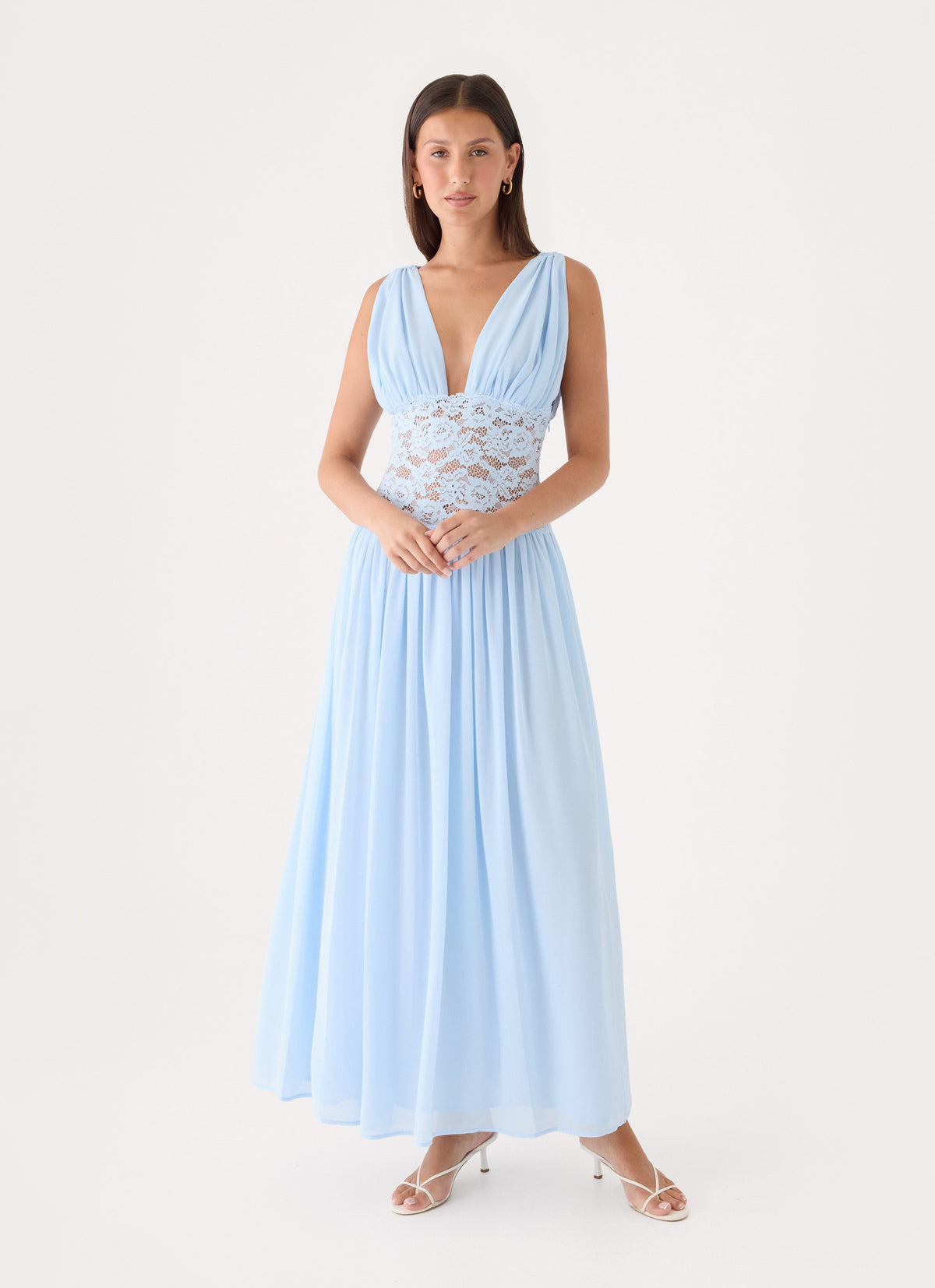 Berdine Lace Maxi Dress - Blue