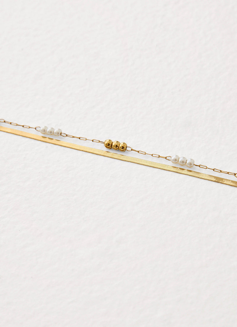 Better Together Bracelets - Gold Pearl