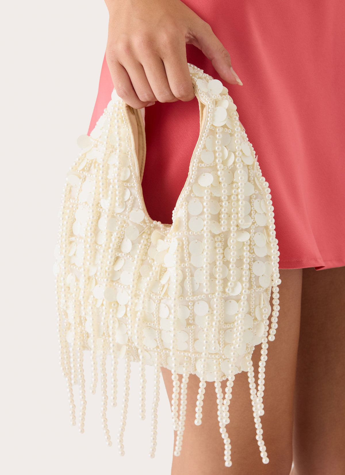 Brae Beaded Handbag - Cream