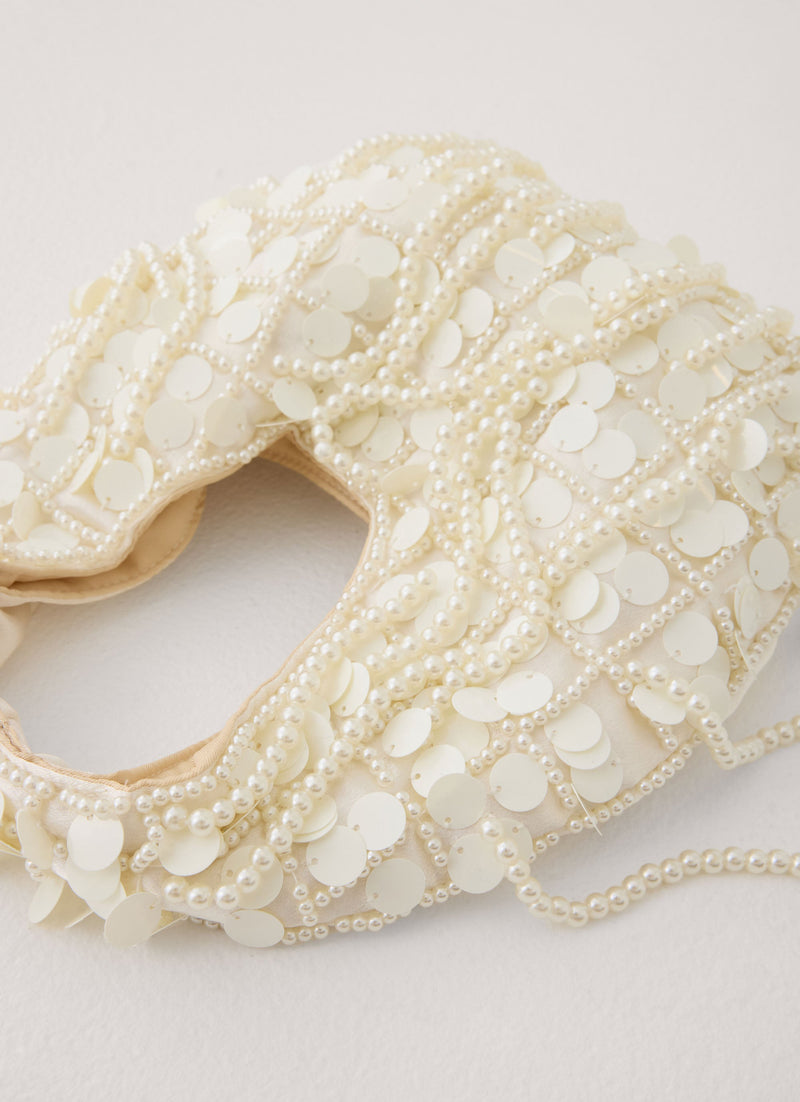 Brae Beaded Handbag - Cream