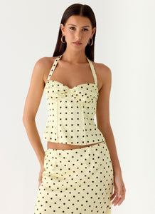 Breanne Top - Yellow Polka Dot