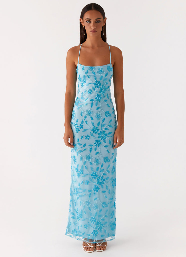 Bright Lights Beaded Maxi Dress - Blue