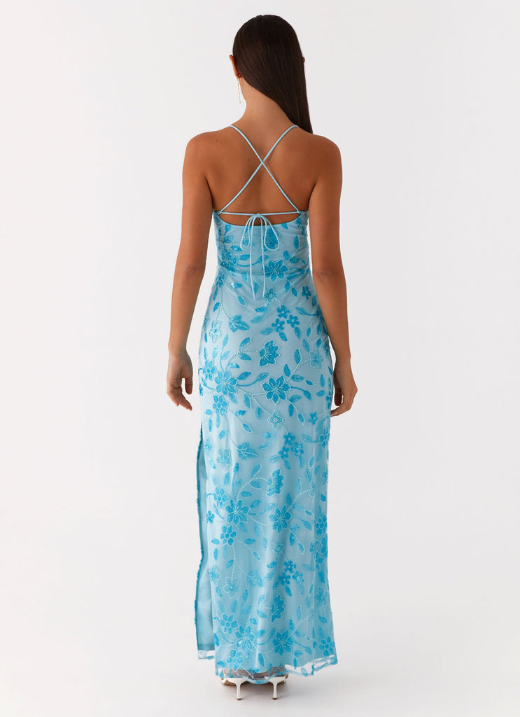 Bright Lights Beaded Maxi Dress - Blue