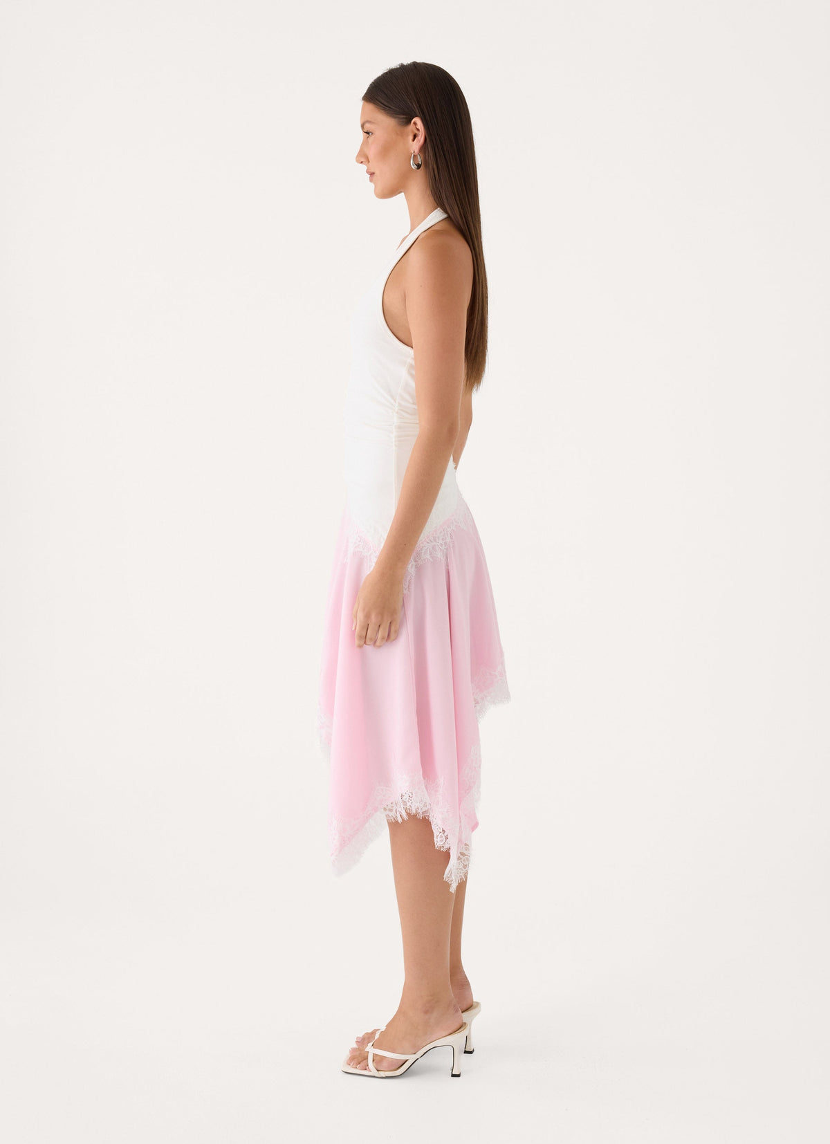 Brionee Midi Dress - White Pink