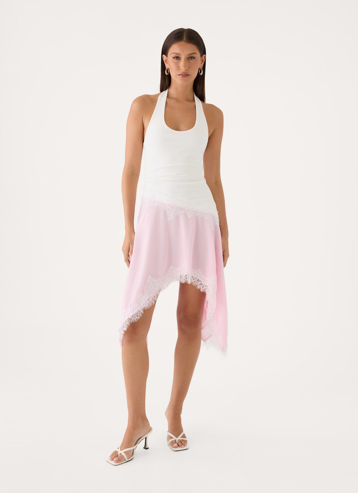 Brionee Midi Dress - White Pink