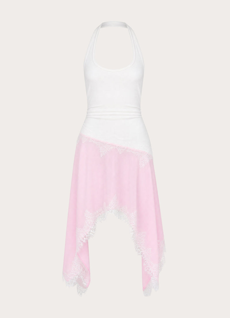 Brionee Midi Dress - White Pink