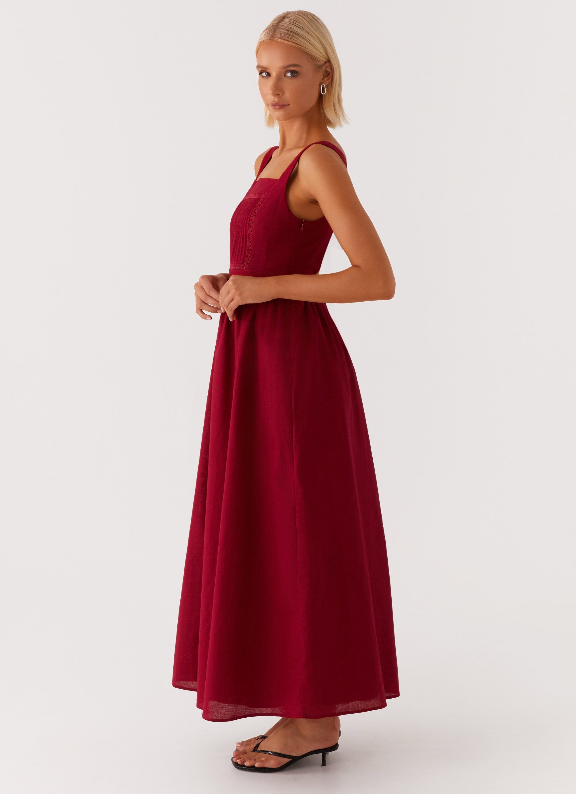 Brylin Linen Midi Dress Red – Peppermayo Canada