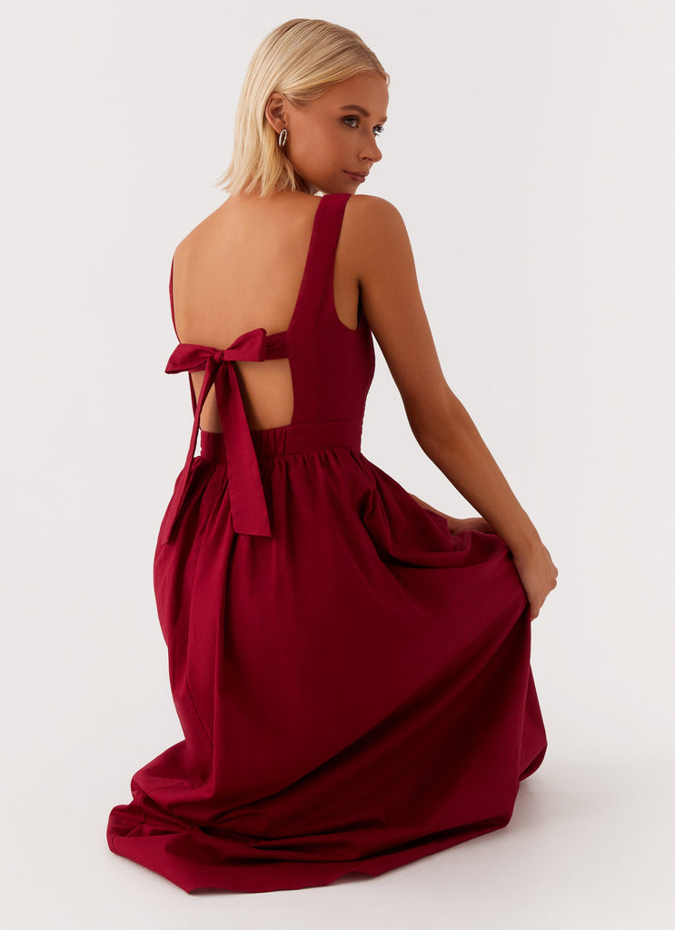 Brylin Linen Midi Dress - Red Peppermayo Canada Brylin Linen Midi Dress - Red Peppermayo Canada