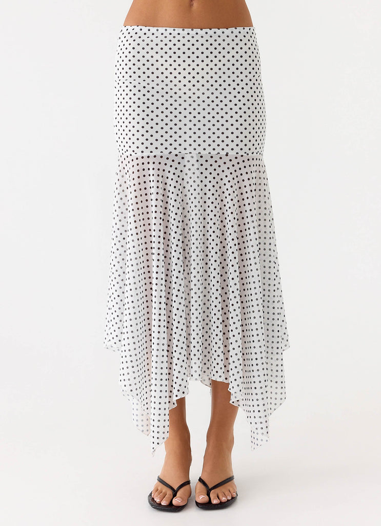Buffy Maxi Skirt - White Polkadot