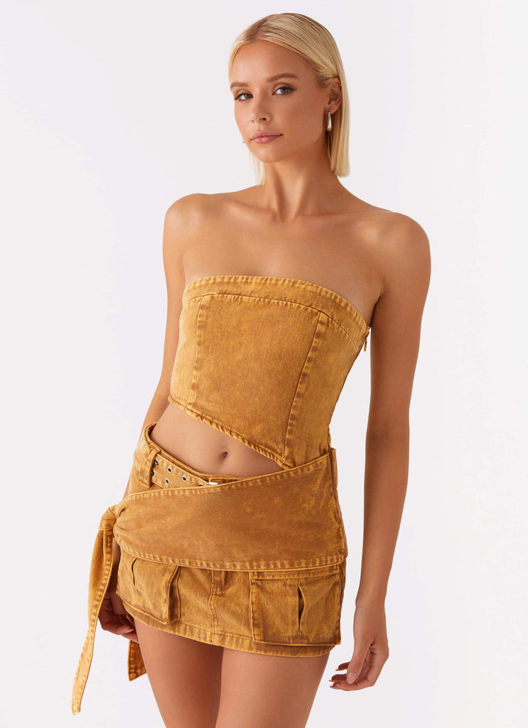 Burning Bridges Mini Skirt - Brown