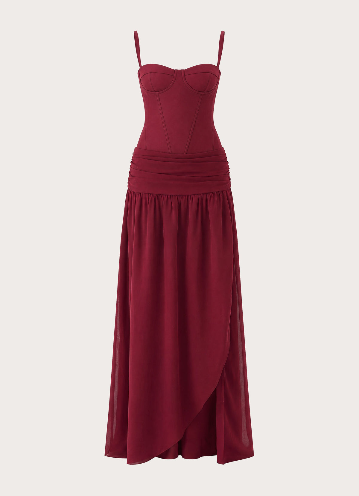 Clemsie Bustier Maxi Dress - Burgundy