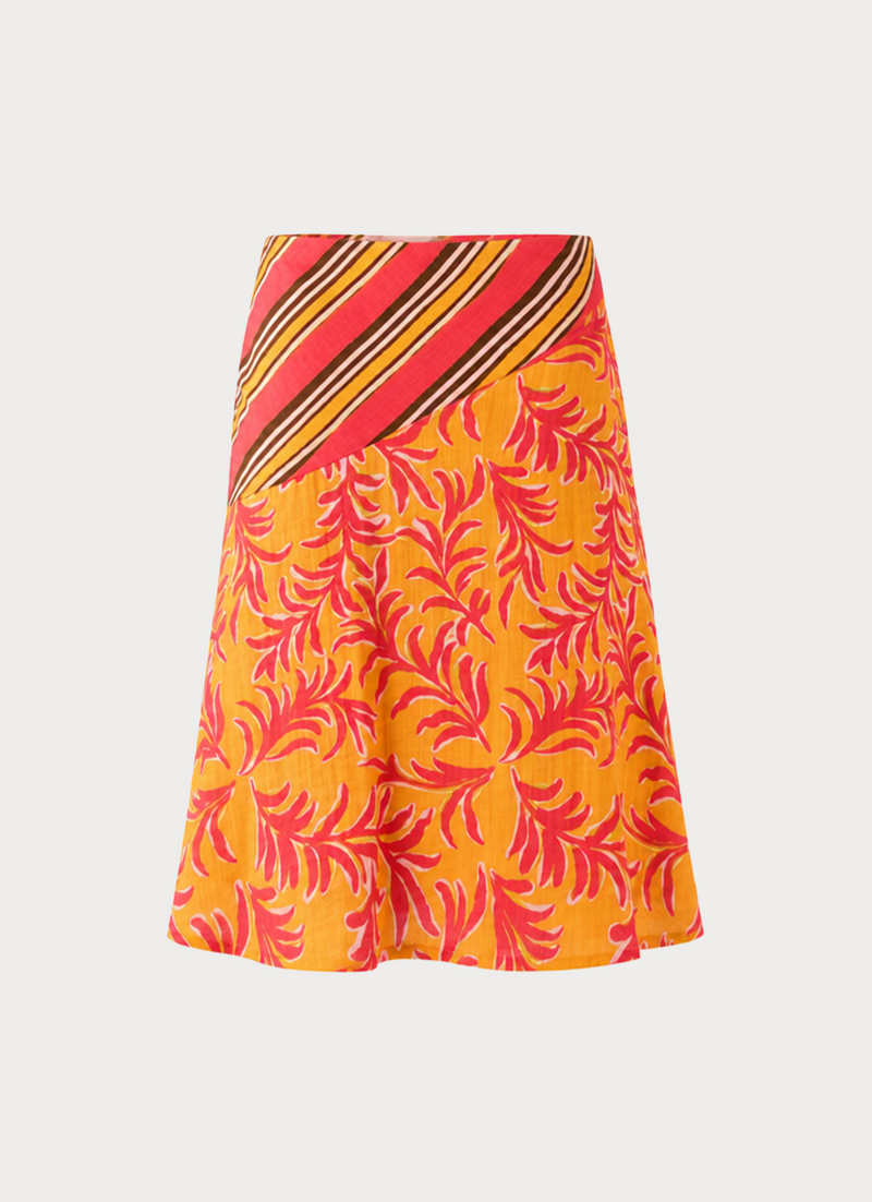 Cabana Crush Midi Skirt - Saffron Palm Print