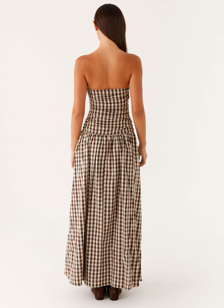 Carmel Maxi Dress - Brown Gingham