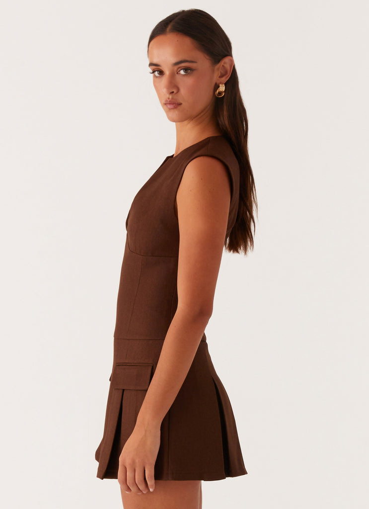 Cassia Mini Dress - Brown