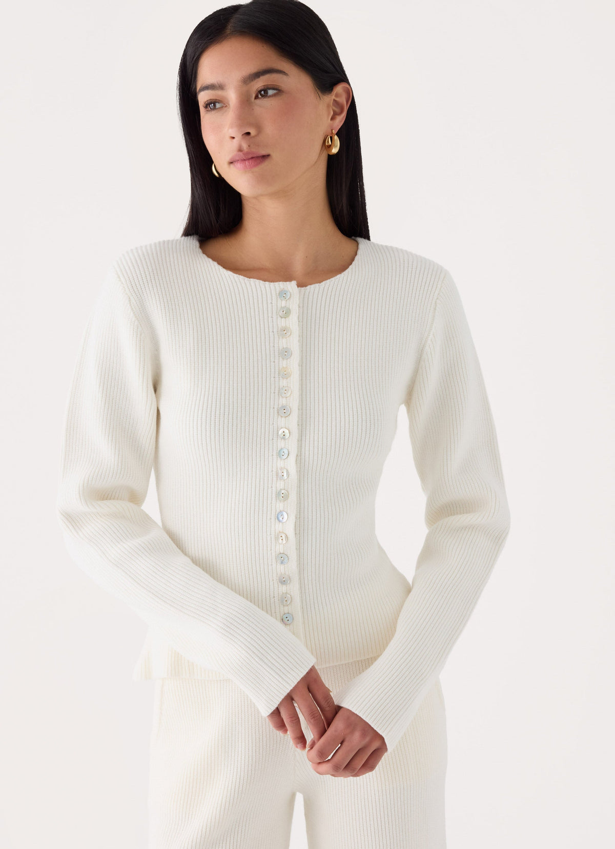 Cauaria Button Up Cardigan - Ivory