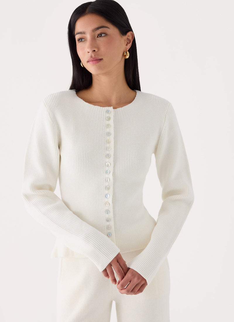 Cauaria Button Up Cardigan - Ivory