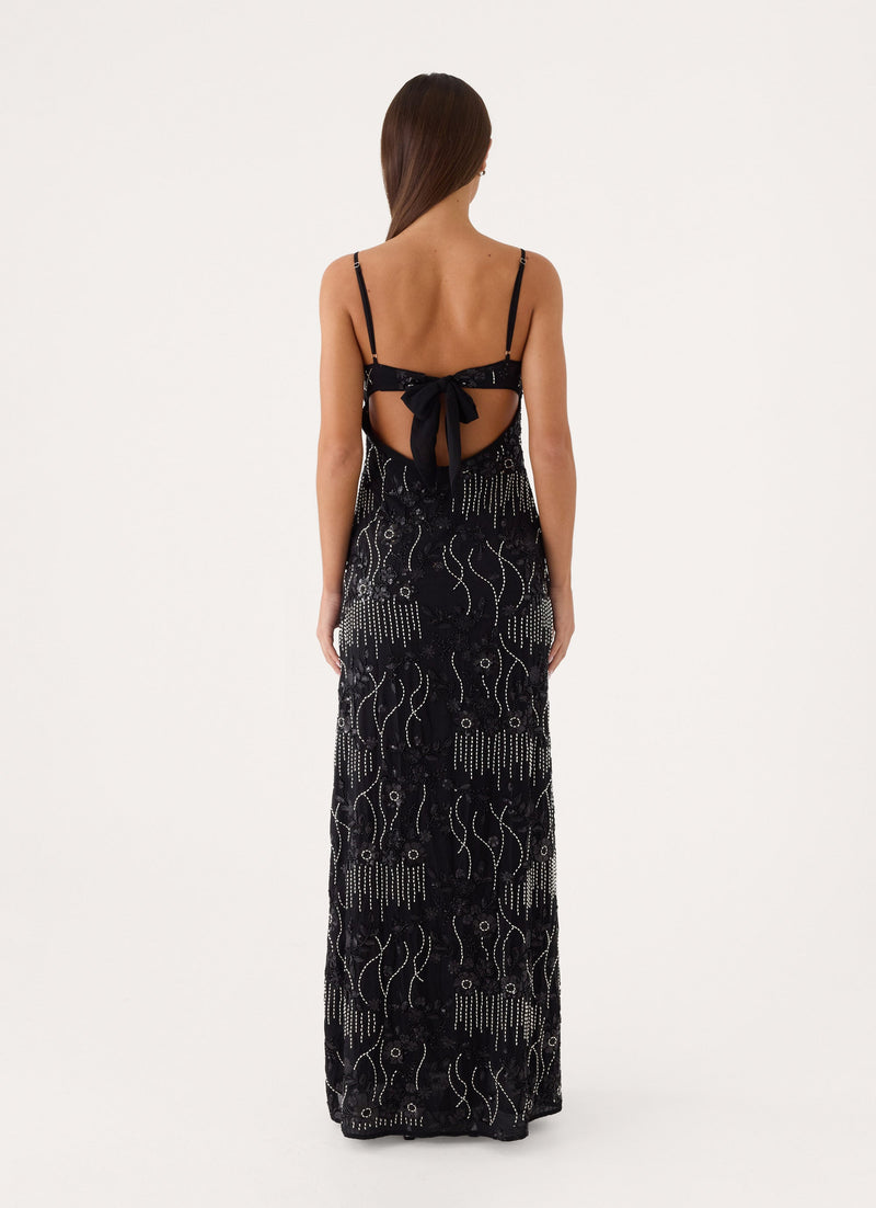 Celandine Beaded Maxi Dress - Black
