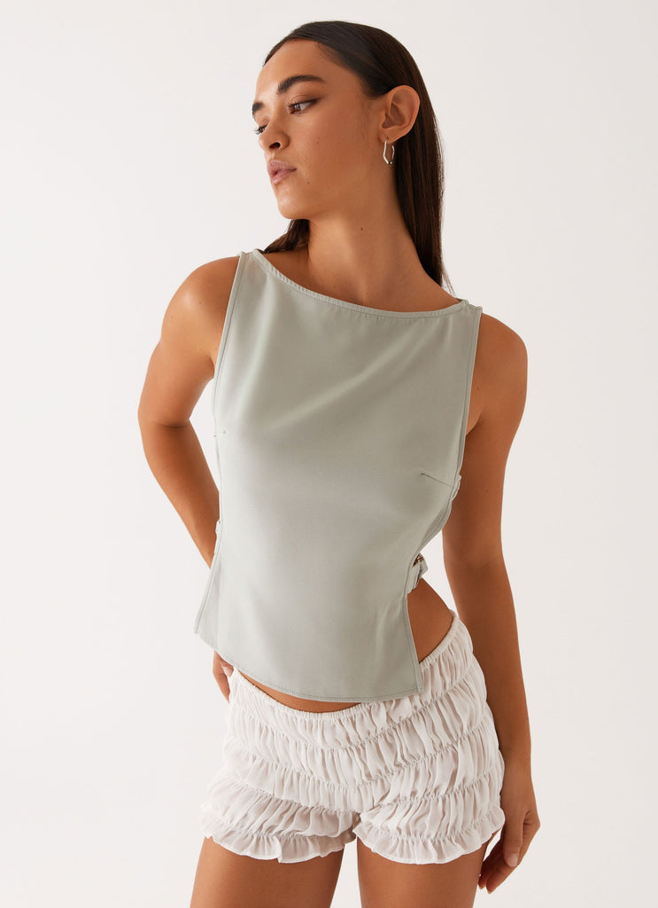 Cherish You Buckle Top - Sage