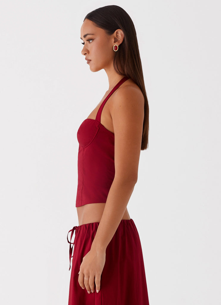 Cheryl Bustier Halter Top - Cherry Red