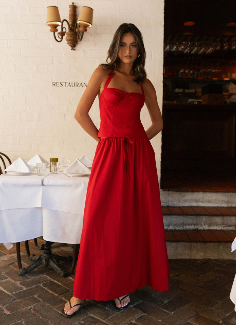 Cheryl Bustier Halter Top - Cherry Red