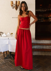 Cheryl Maxi Skirt - Cherry Red