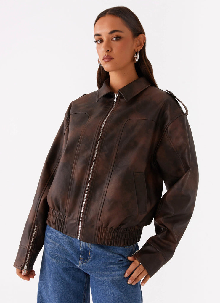 Chicago Bomber Jacket - Chocolate