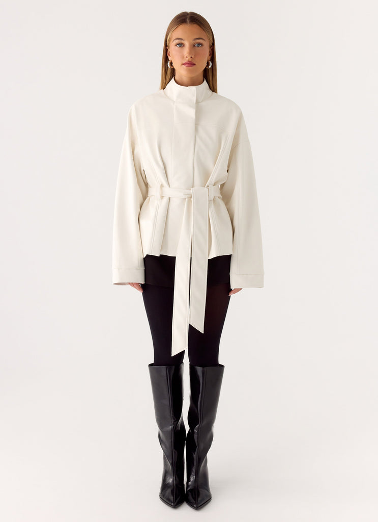 City Light Tie Waist Trench Jacket - Ivory