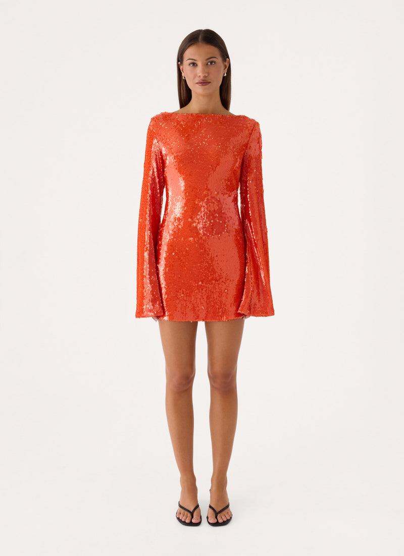 Claudine Sequin Mini Dress - Orange