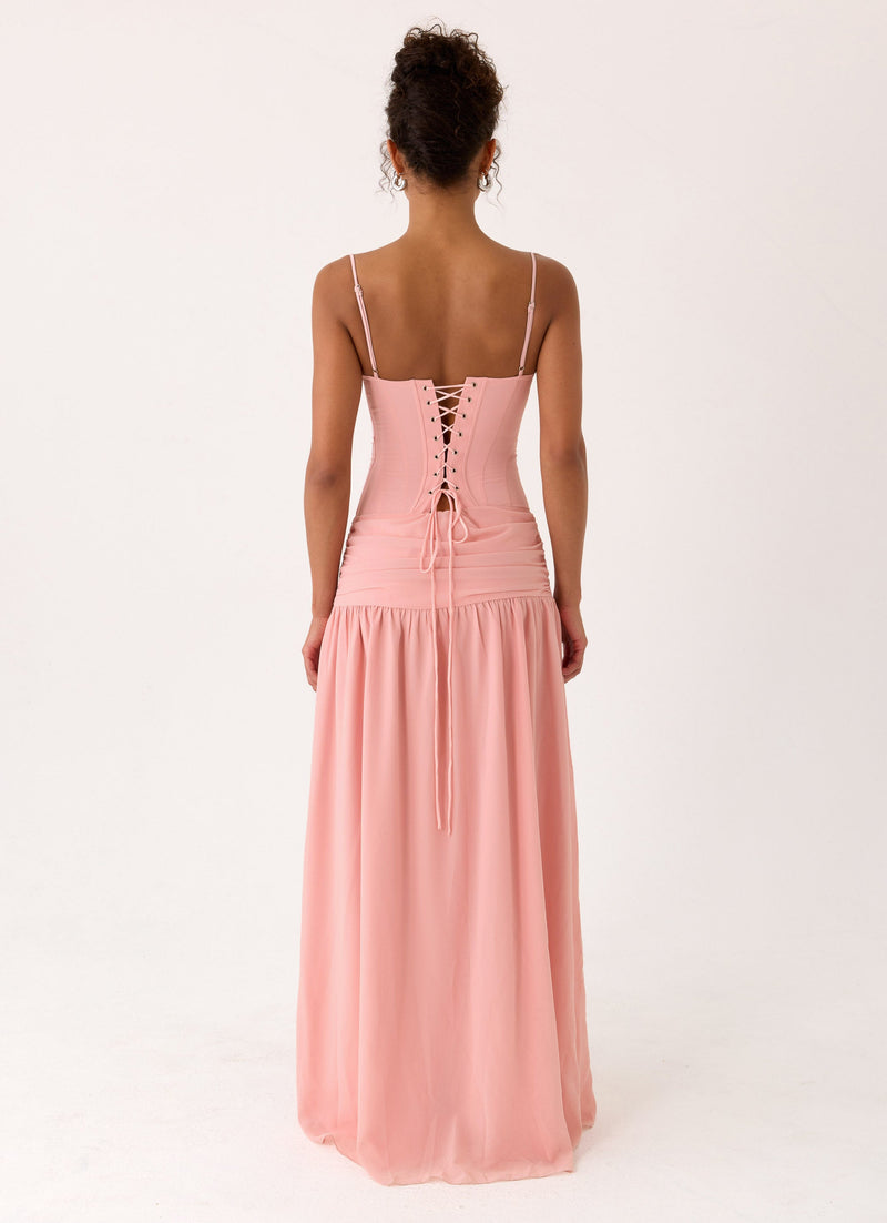 Clemence Bustier Maxi Dress - Coral