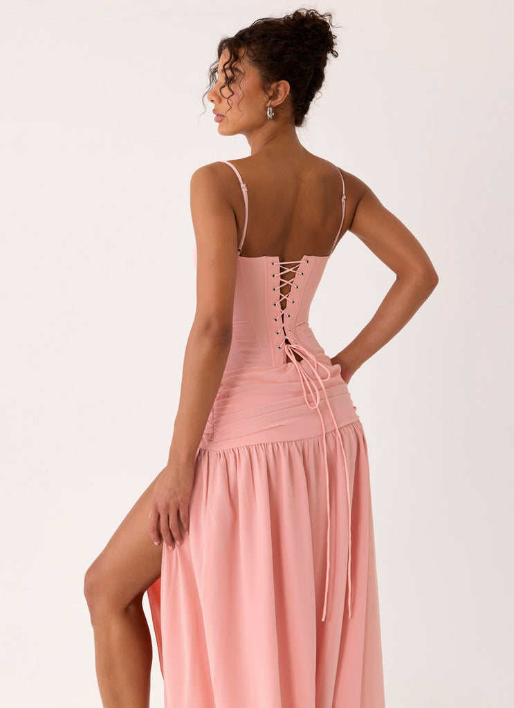 Clemence Bustier Maxi Dress - Coral