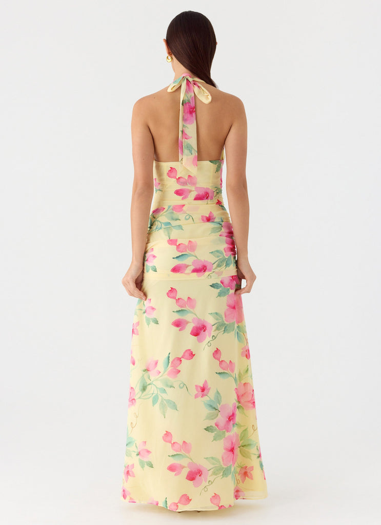 Colada Halter Maxi Dress - Lemon Soleil