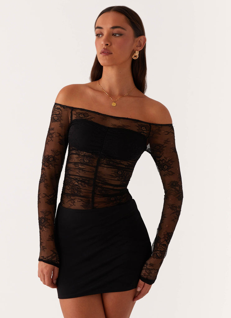 Collide Lace Mini Dress - Black