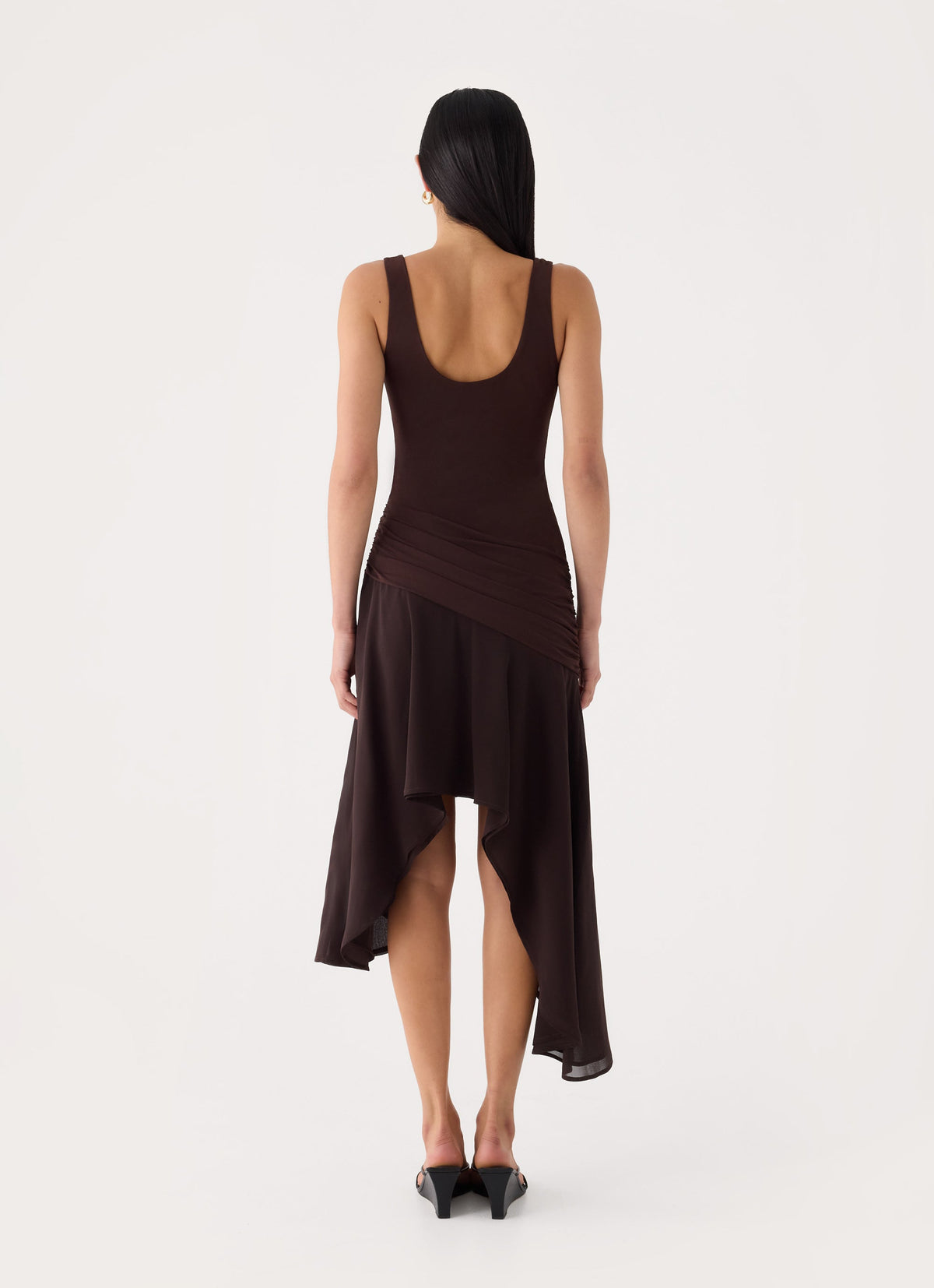 Concetta Contrast Midi Dress - Chocolate