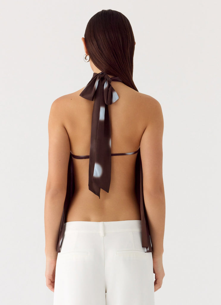 Corrida Backless Top - Chocolate Blue Dot