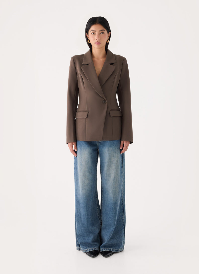 Corsita Cinched Blazer - Chocolate