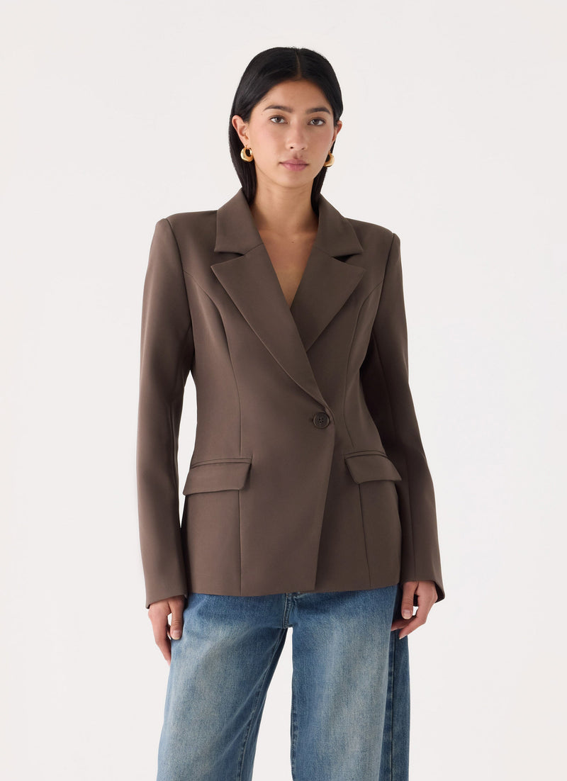 Corsita Cinched Blazer - Chocolate