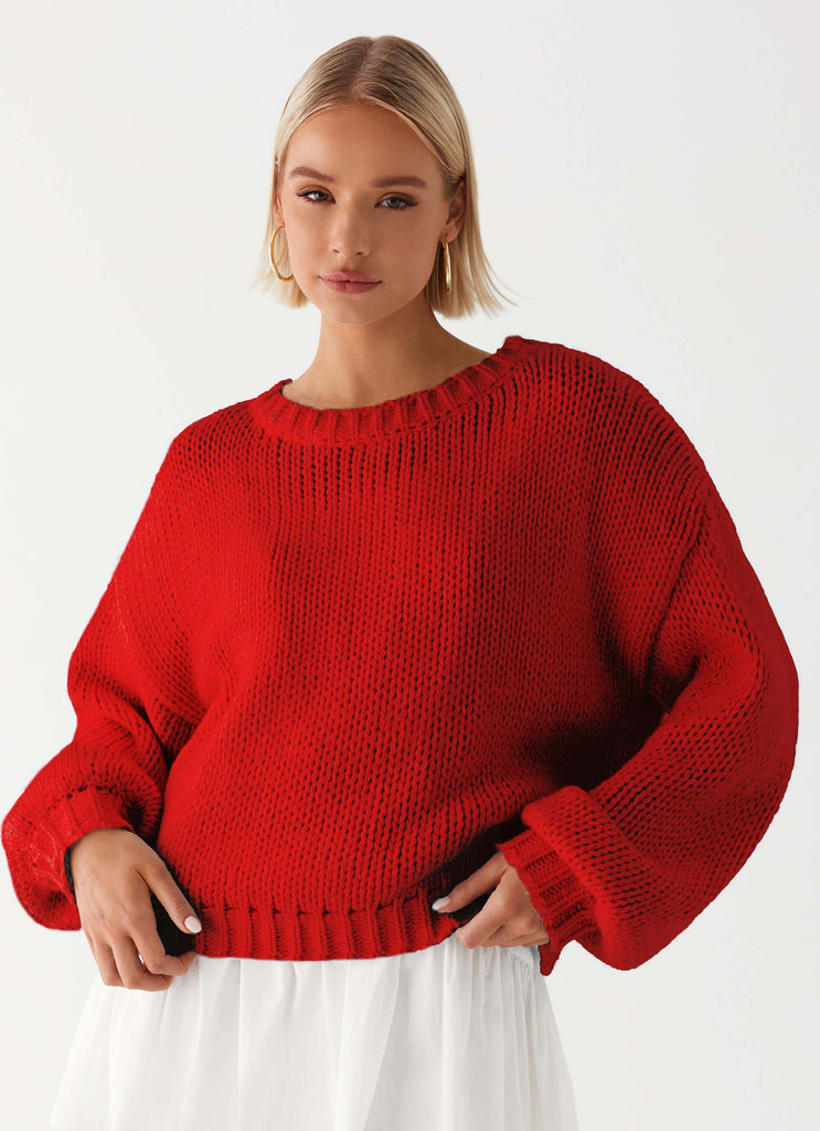 Costella Knit Sweater - Red