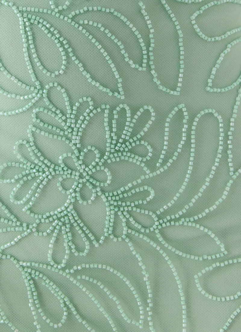 Dangerous Kind Beaded Mini Dress - Sage