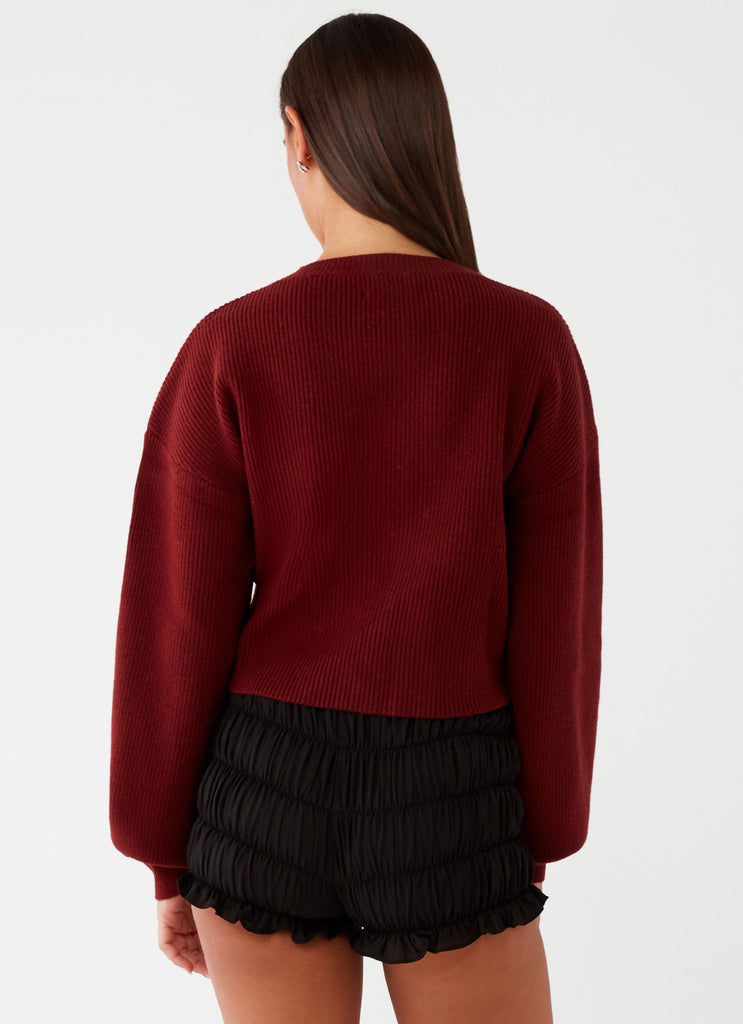 Daphne Knit Cardigan - Maroon