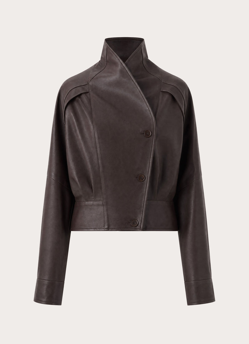 Deliana Oversized PU Jacket - Chocolate