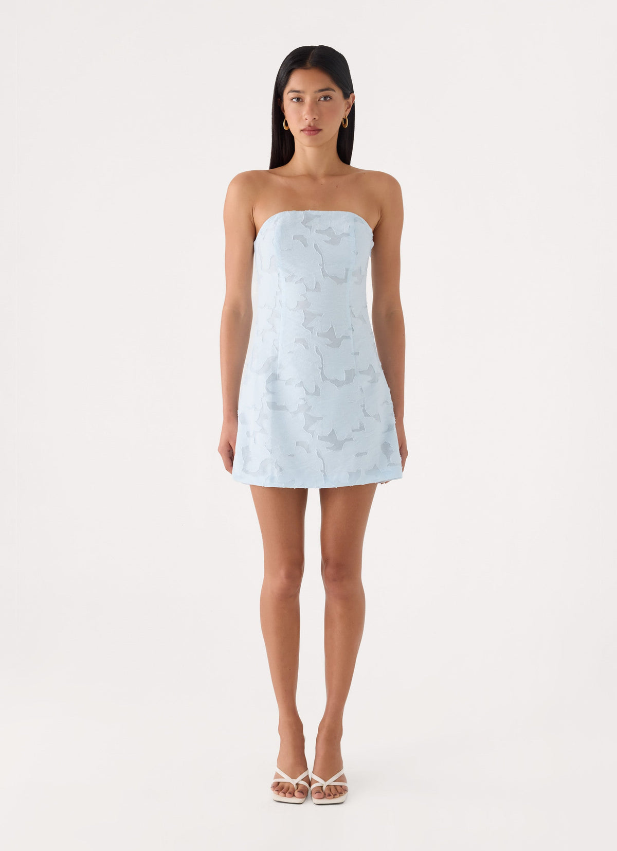 Della Lace Strapless Mini Dress - Blue