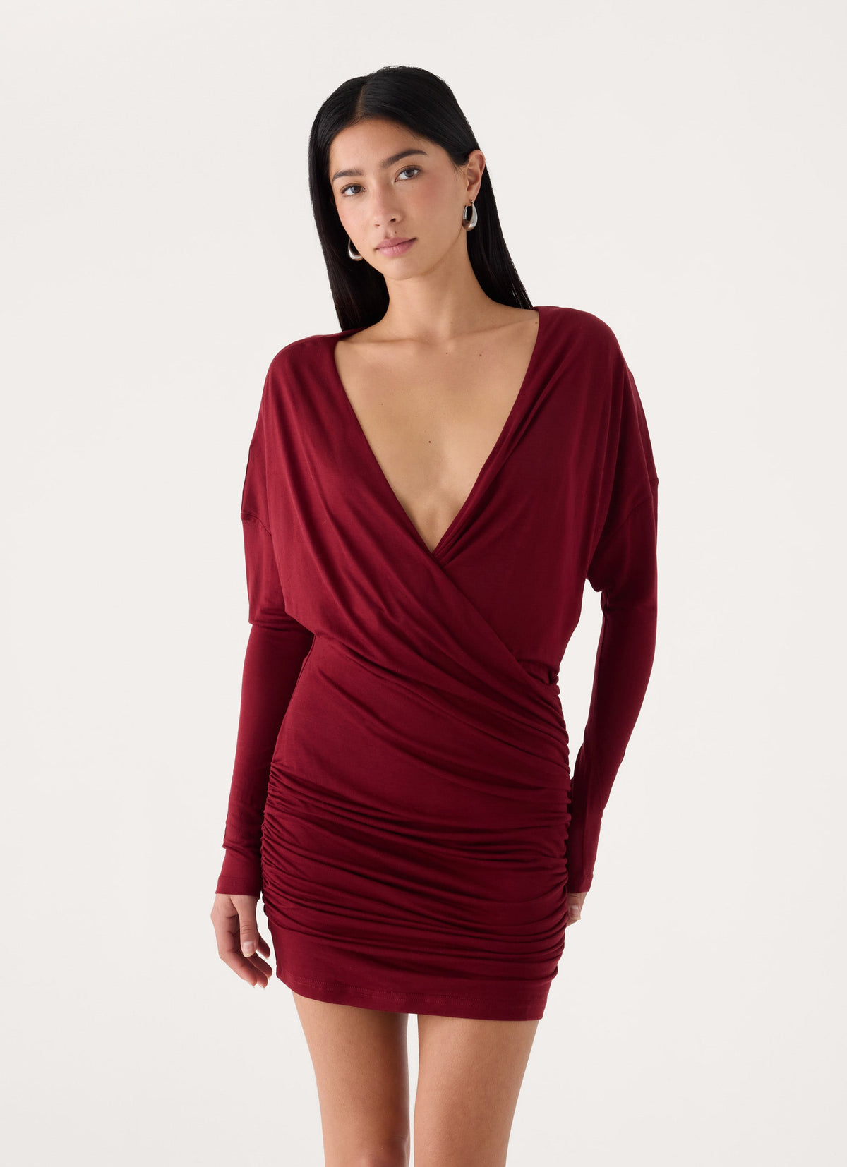 Devlon Long Sleeve Mini Dress - Maroon