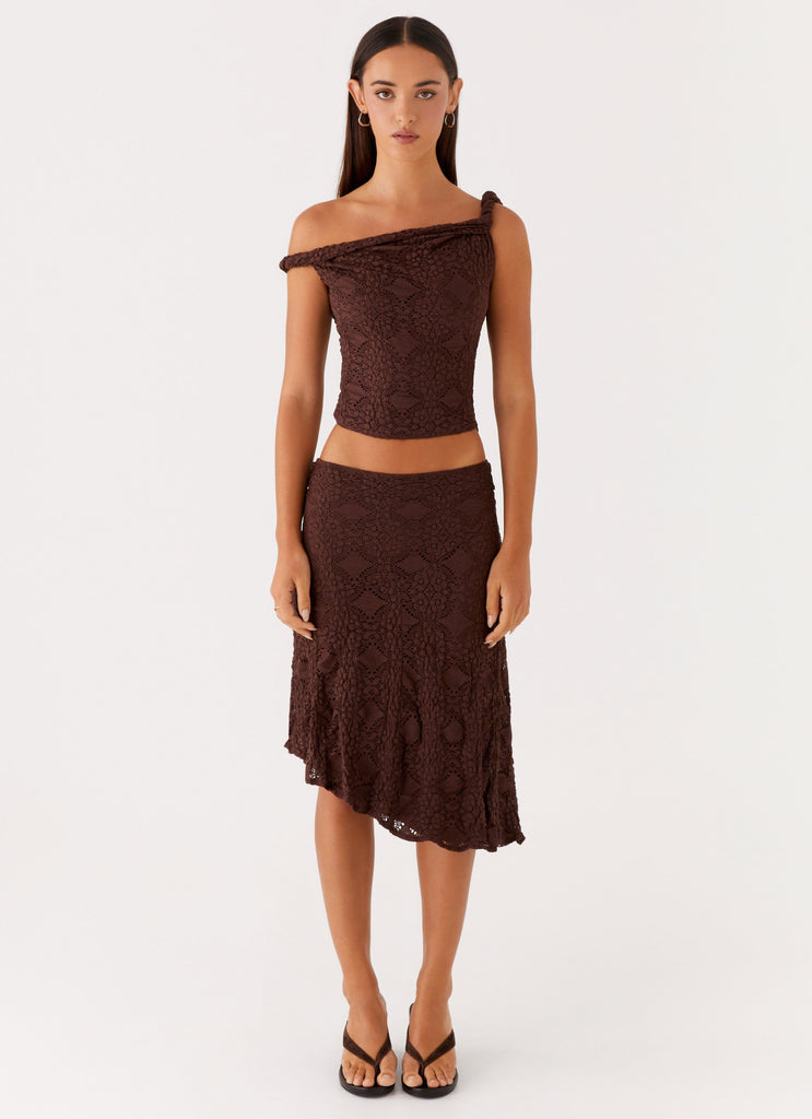 Diamond Sky Midi Skirt - Chocolate