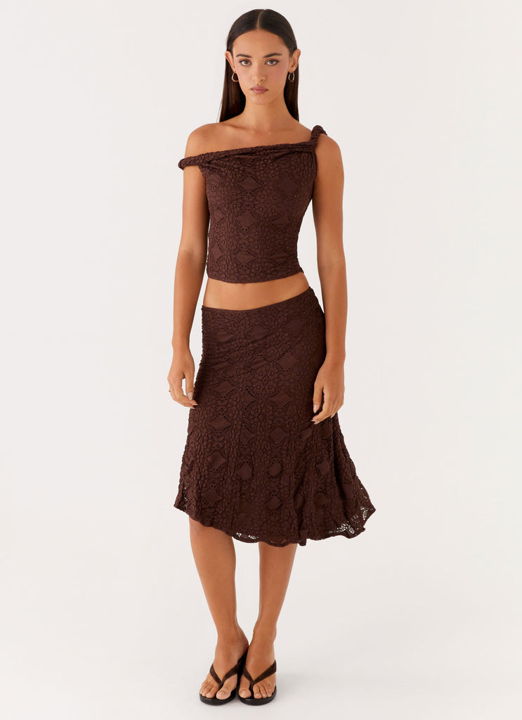 Diamond Sky Midi Skirt - Chocolate